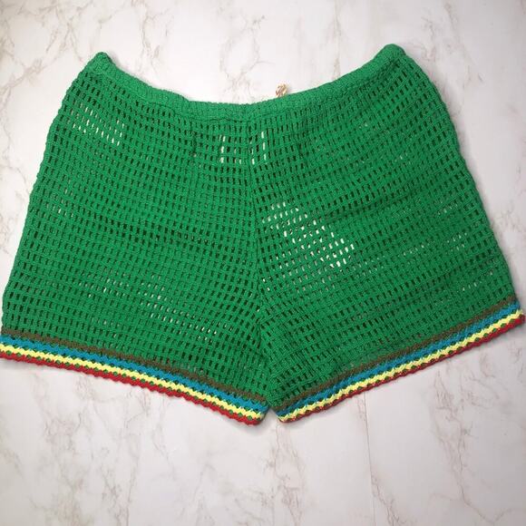 NWT BDG Open-Knit Kelly Green Baja Crochet Drawstring Waist Coverup Shorts, M - Picture 3 of 12